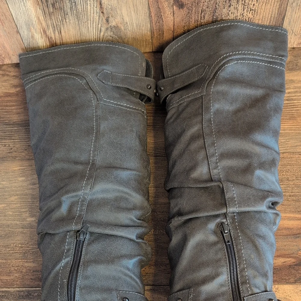 Just Fab Edlin Gray Over the Knee Boots 5.5 R193